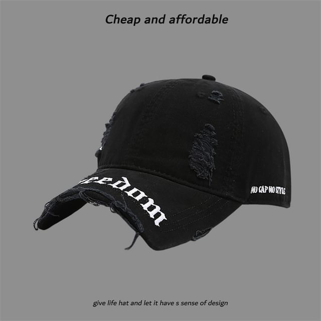 Washed Distressed Embroidered Letter Cap