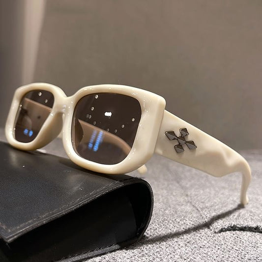 Square Cross Accent Frame Sunglasses