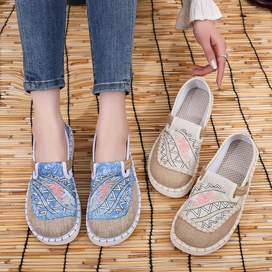 Slip Ons Platform Panel Embroidered