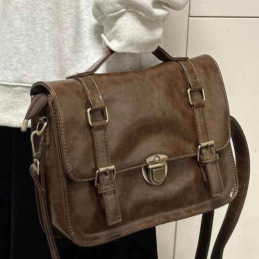 Leather Faux Satchel Plain Bag