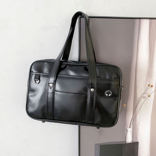 Bag Tote Faux Leather Pocketed