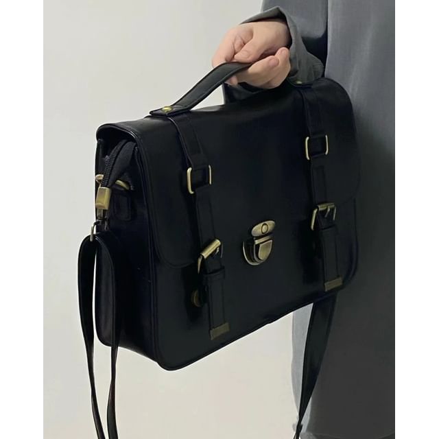 Leather Faux Satchel Plain Bag