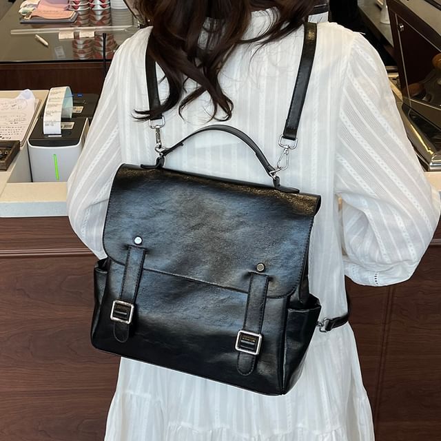 Leather Satchel Faux Backpack
