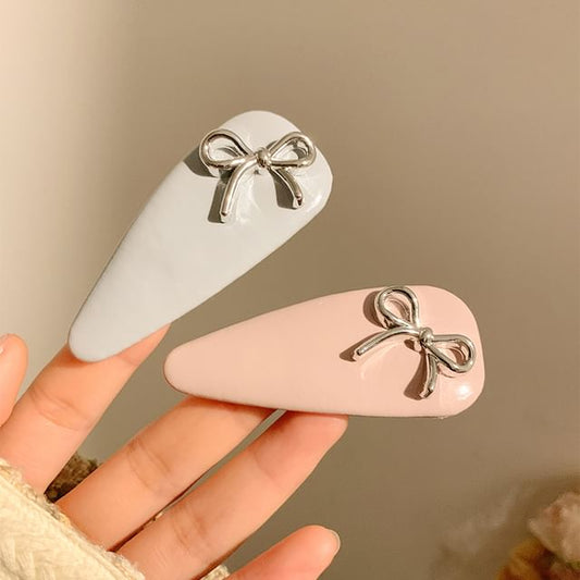 Bow Leather Hair Clip Faux