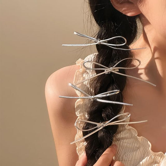 Set Bow Hair Metallic Clip