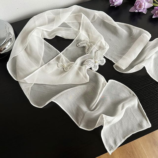 Butterfly Applique Mesh Scarf