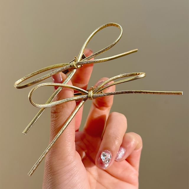 Set Bow Hair Metallic Clip
