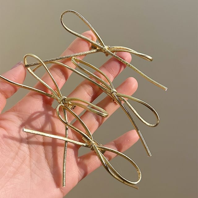 Set Bow Hair Metallic Clip