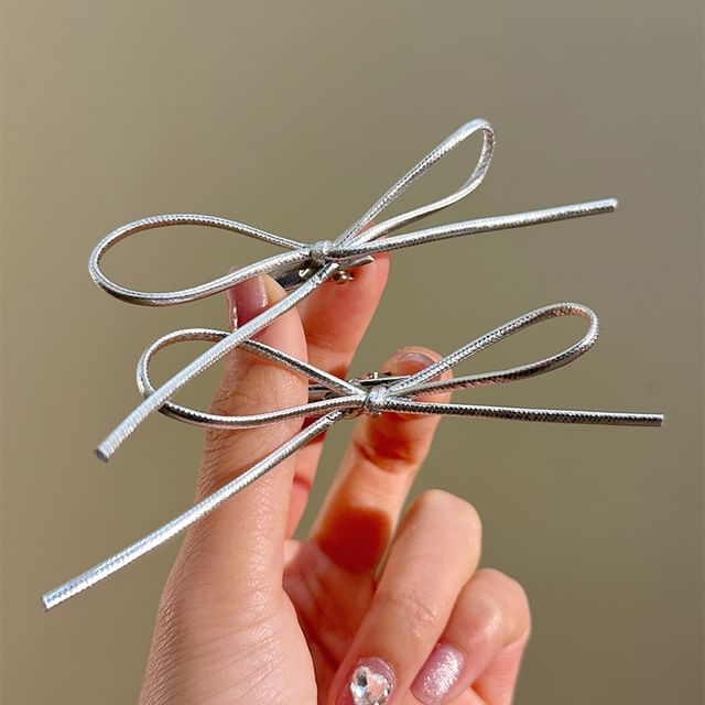 Set Bow Hair Metallic Clip