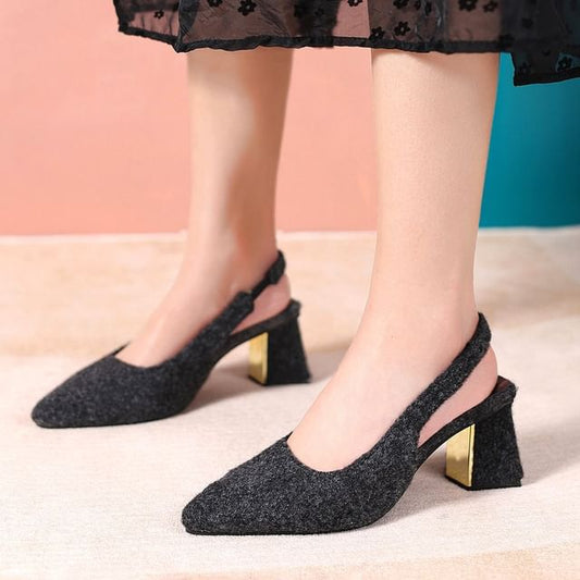 Pumps Slingback Block Pointed Toe Heel