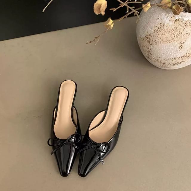 Toe Stiletto Bow Pointed Mules Heel