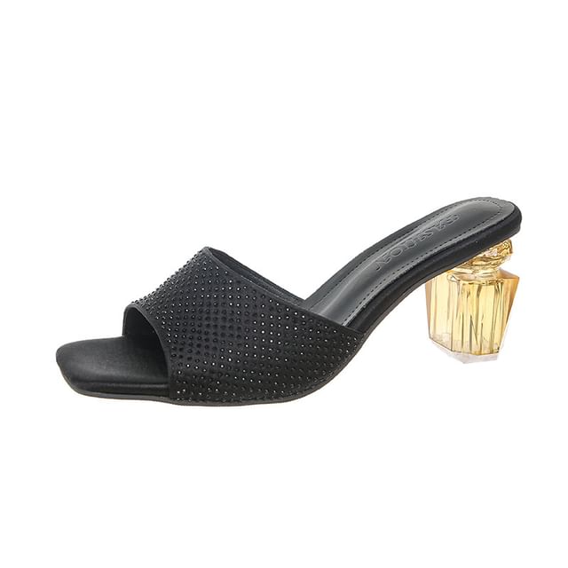 Block Heel Sandals Plain Slide