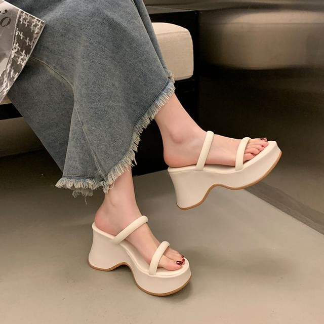 Slide Wedge Sandals Platform Heel