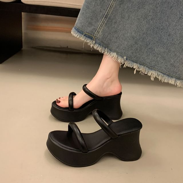 Slide Wedge Sandals Platform Heel