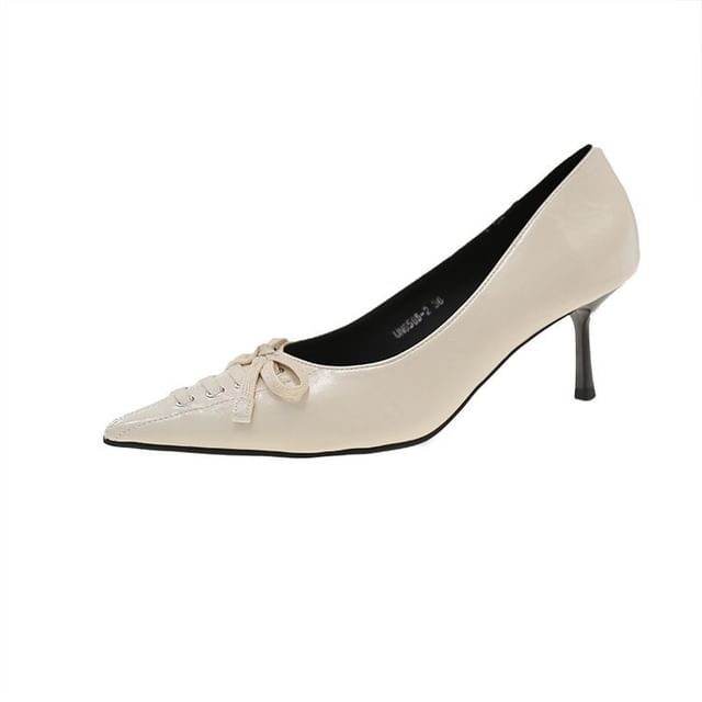 Toe Heel Pumps Lace-Up High Pointed