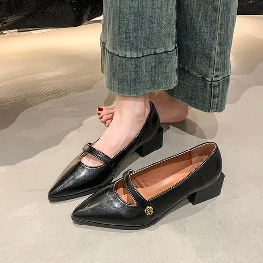 Mary Pointy Chunky Shoes Heel Jane