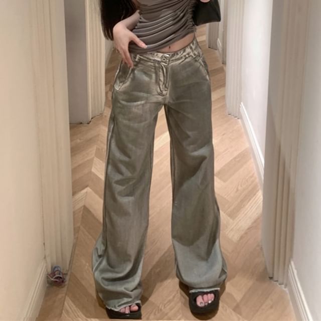 Waist / High Asymmetrical Buckled Leg Neck Top Wide Back Halter Ruched Jeans Washed Plain Open