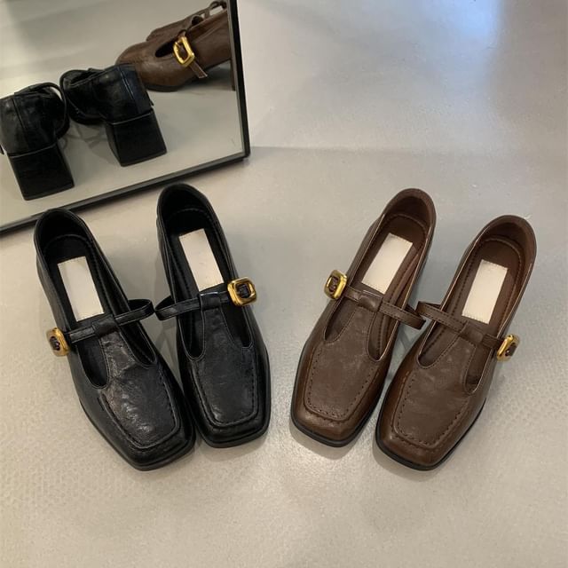 Heel Square Toe Jane Shoes Mary Chunky