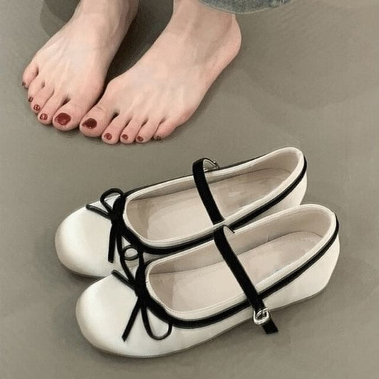 Bow Wedge Heel Two Tone Jane Shoes Hidden Mary