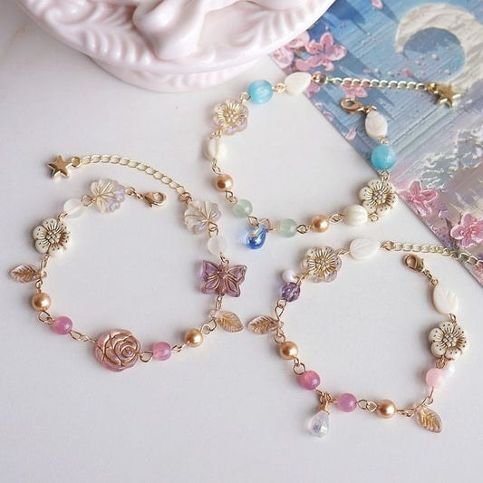 Beaded Gemstone Bracelet Flower