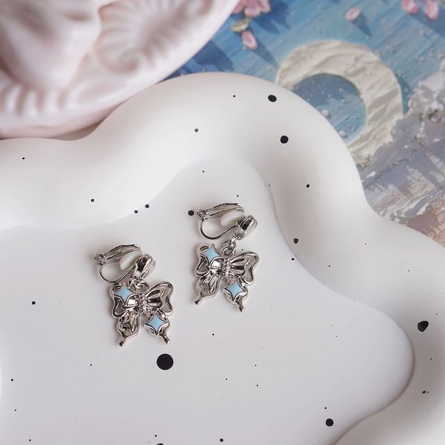 / Drop Earring Clip-On Butterfly