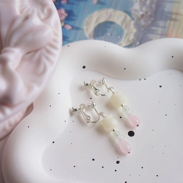 Clip-On Earring Beaded Drop / Flower Hook