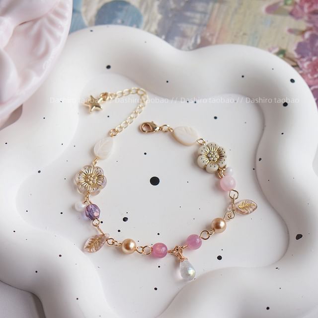 Beaded Gemstone Bracelet Flower
