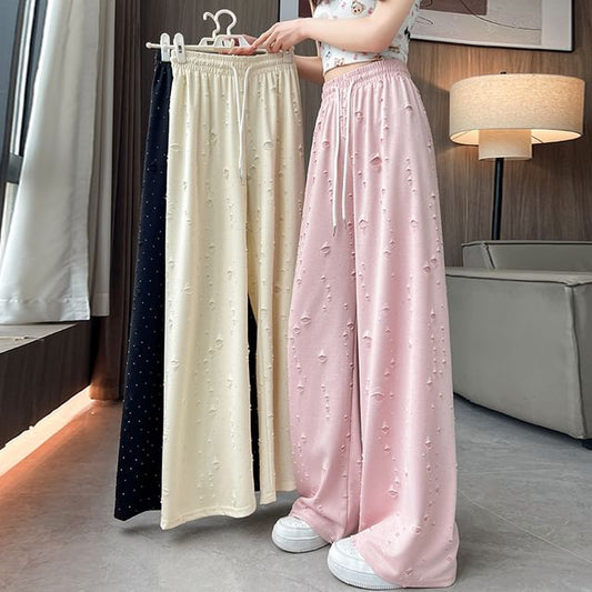 Designs) Drawstring Pants (Various Leg Distressed Wide Waist