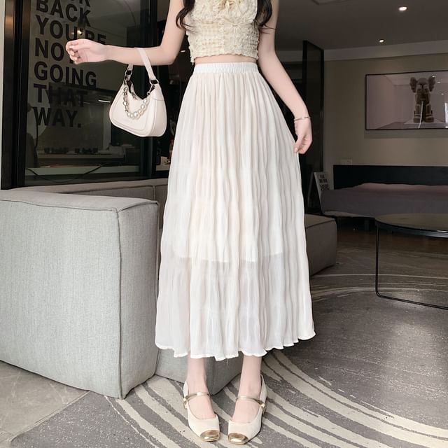 A-Line High Skirt Waist Midi Plain