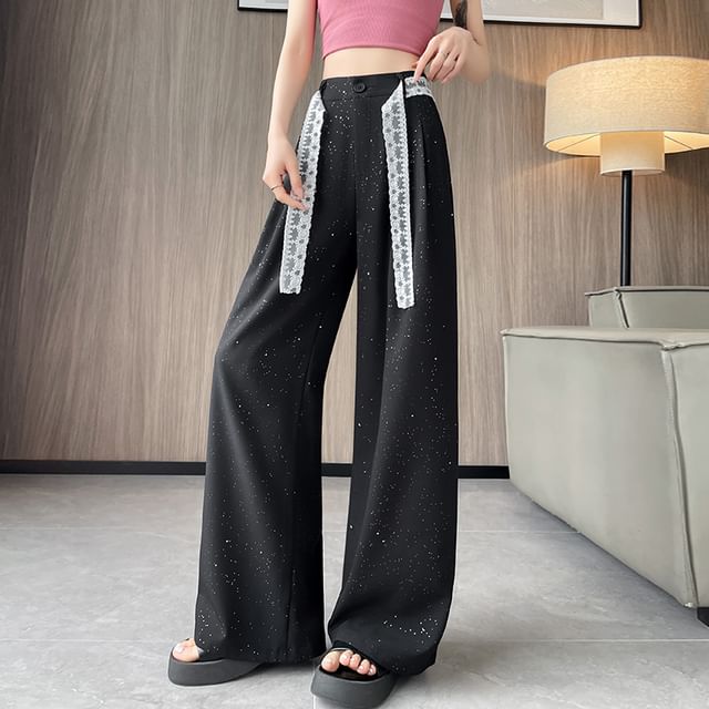 (Various Pants Panel Waist Leg High Dress Sequin Wide Lace Designs)