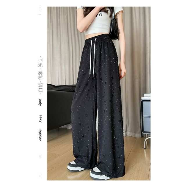 Designs) Drawstring Pants (Various Leg Distressed Wide Waist