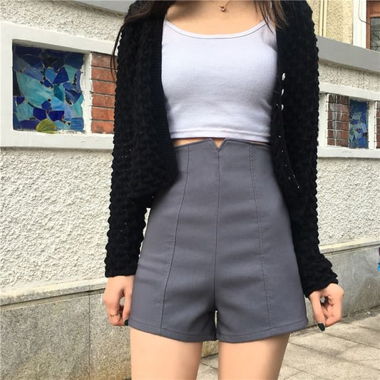 Plain High Dress Shorts Waist