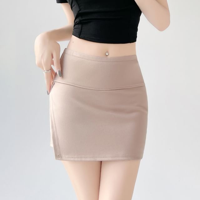 Waist Slit Plain Skort High