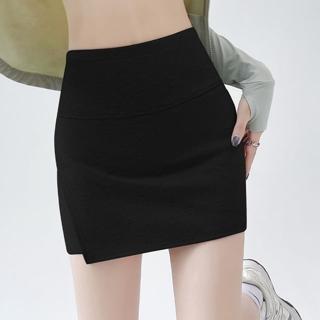 Waist Slit Plain Skort High