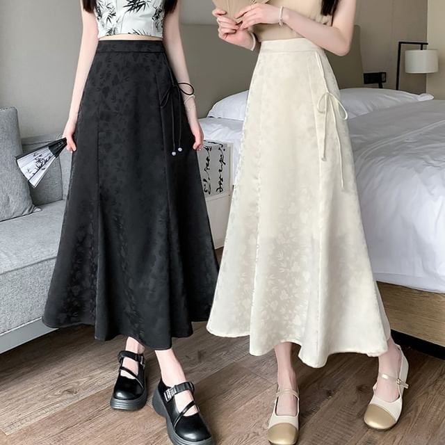 High Floral A-Line Waist Skirt Maxi