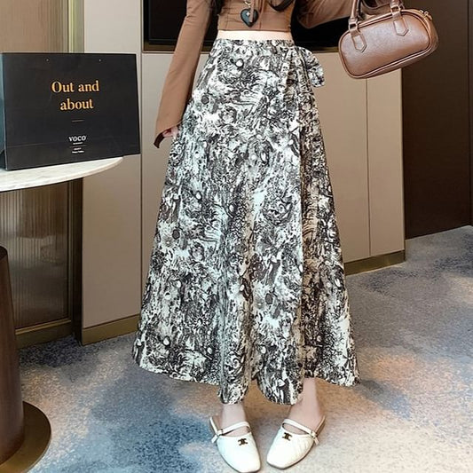 High Maxi Skirt Waist Patterned A-Line