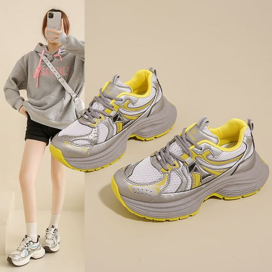 Mesh Panel Platform Sneakers