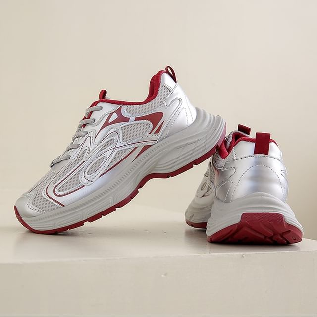 Platform Panel Mesh Sneakers