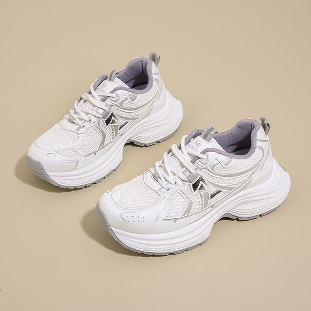 Mesh Panel Platform Sneakers