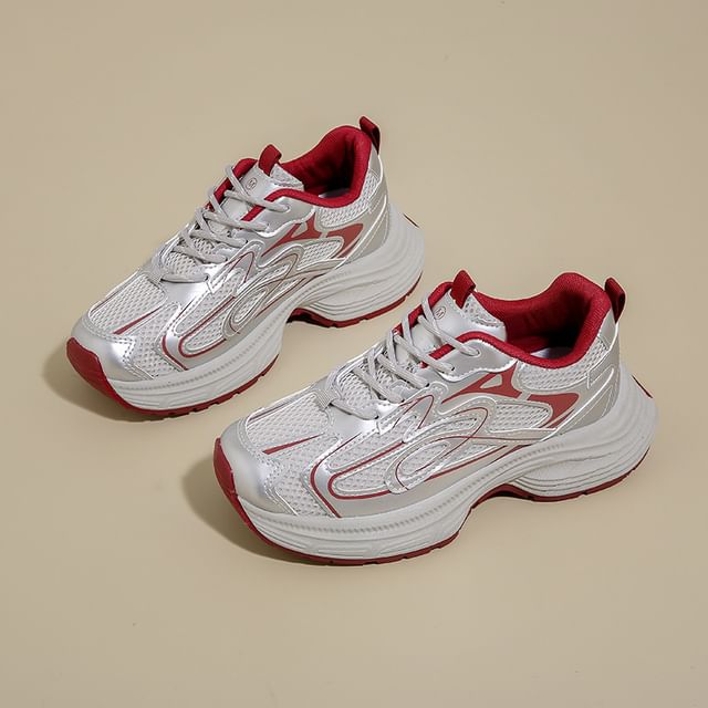 Platform Panel Mesh Sneakers