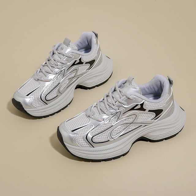 Platform Panel Mesh Sneakers