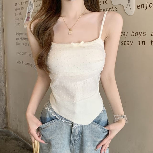 Panel Slim Dotted Bow Fit Top Cami