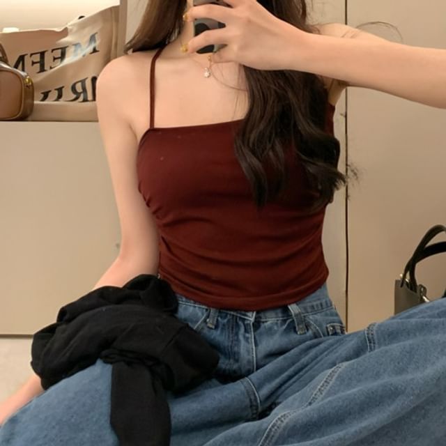 Ruched Fit Camisole Top Slim Racerback Padded