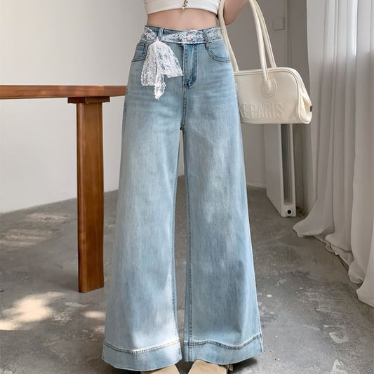 High Wide Waist Leg Washed Jeans