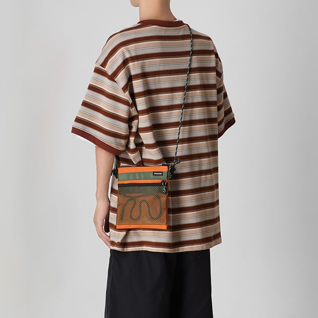 Mesh Bag Two Tone Panel Crossbody