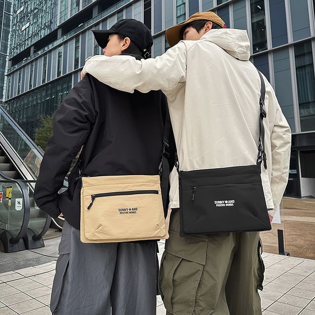 Nylon Print Bag Lettering Crossbody