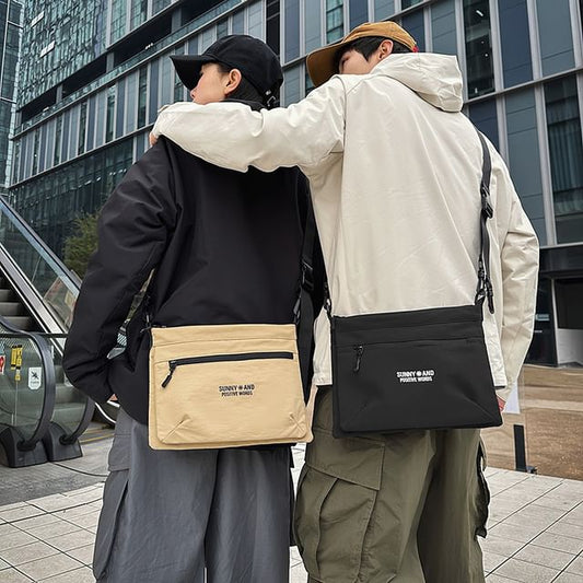 Nylon Print Bag Lettering Crossbody