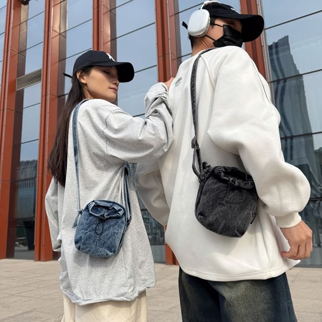 Denim Phone Mobile Bag Drawstring Crossbody