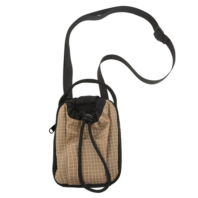 Phone Drawstring Plaid Crossbody Nylon Mobile Bag