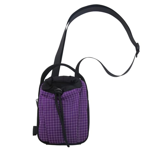 Phone Drawstring Plaid Crossbody Nylon Mobile Bag